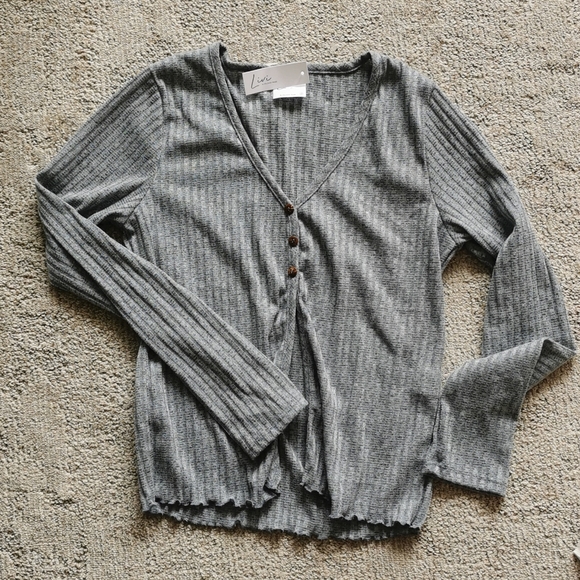 Ribbed long sleeve cardigan top